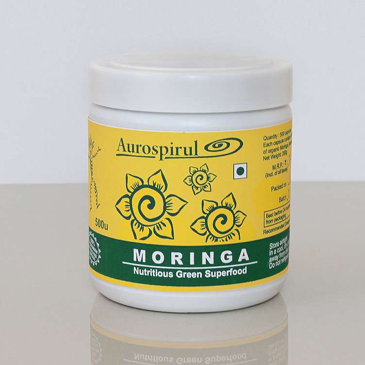 Aurospirul Organic certified Moringa - 500 Veg Capsules