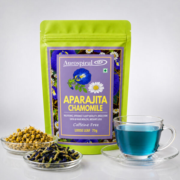AUROSPIRUL- Aparajita Chamomile – Loose Leaf Flower Tea, 75g- Caffeine Free